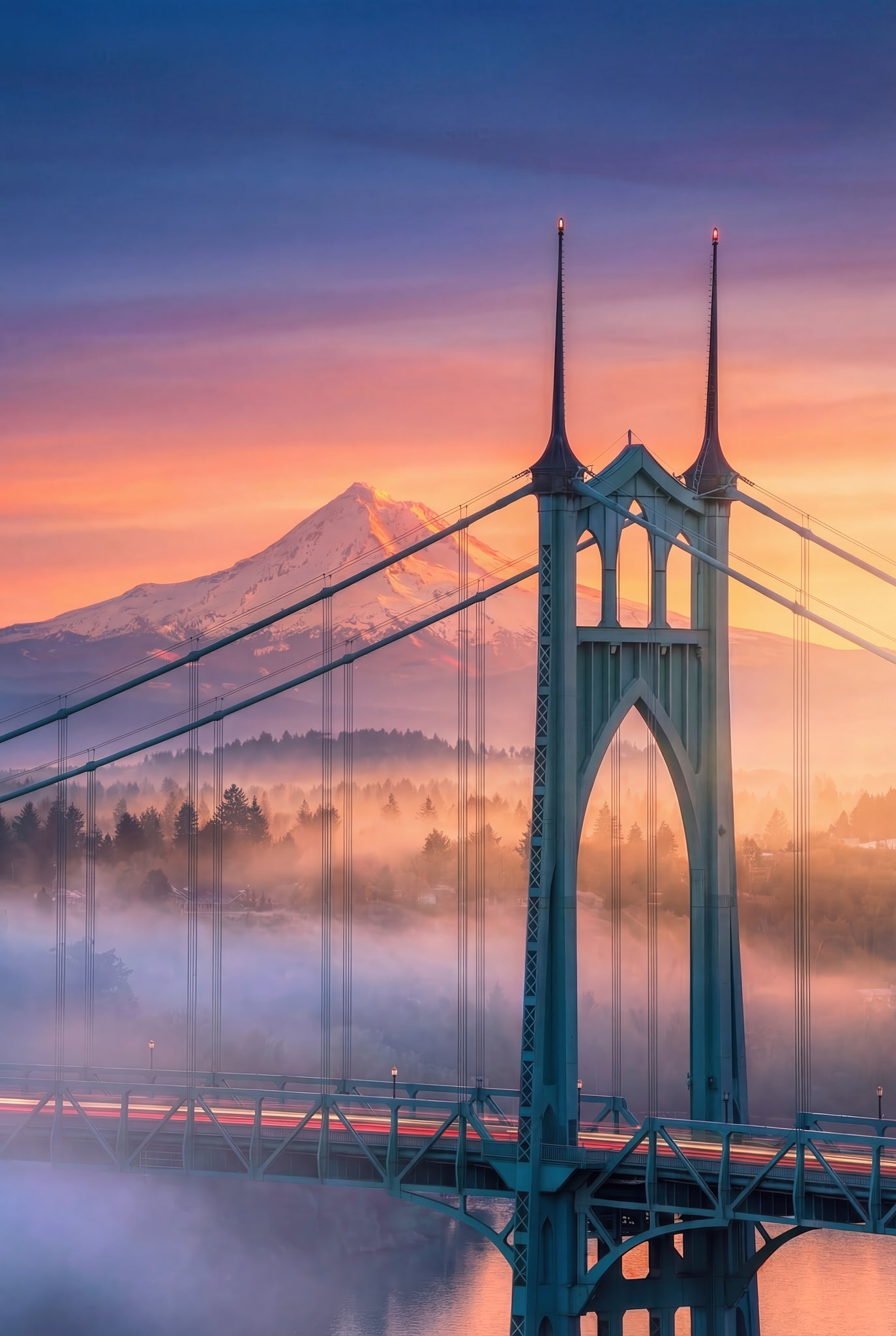 Cathedral Dawn — St. Johns & Mt. Hood